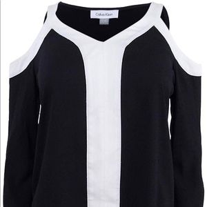 Calvin Klein Women Colorblocked ColdShoulder Top